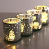 1pcMini Christmas Tree Elk Candle Cup Snowflake Glass Candle Holder Christmas Gift Store Home Dining Table Decoration Ornament