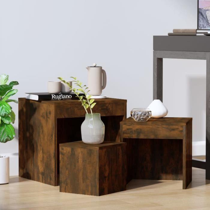 VidaXL Tables gigognes 3 pcs Chêne fumé Bois d'ingénierie 815225