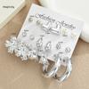 18pcs Bohemian Heart Floral Earring Sets for Women Silver Color Faux Pearl Zircon Geometric C Shape Earrings Daily Wear Jewelry