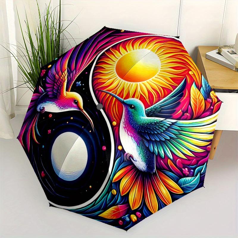 1pc Birds Sun Moon and Nature's Elements Automatic Opening and Closing Folding - A Good Choice for Gifts, Fashionable and Convenient Umbrella Wit