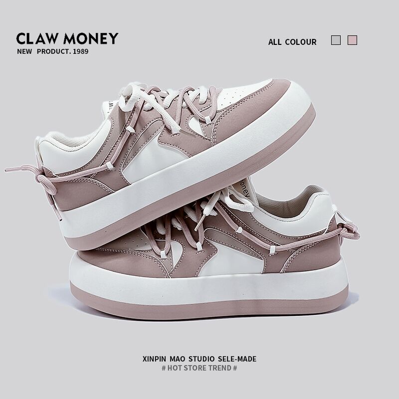 2025 spring and autumn thick-soled little white shoes women's shoes INS tide board shoes niche design sports board shoes casual canvas shoes