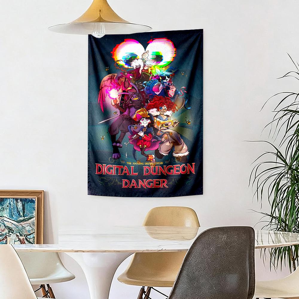 Digital Circus Wall Decor Tapestry Art For Pet Memorial Birthdaywedding Party Backdrop Family Gift