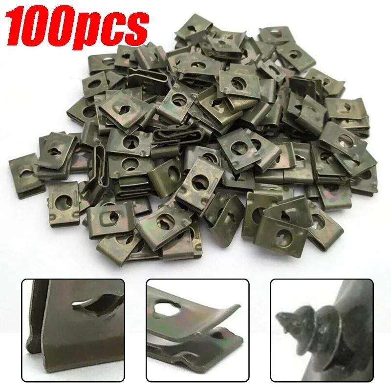 50/100PCS Carro Motocicletas Metal Parafuso Fixador Clipes U-Type Clip com Parafuso Anti-ferrugem Proteção Clipe Parafuso Fivela Chapa de Ferro
