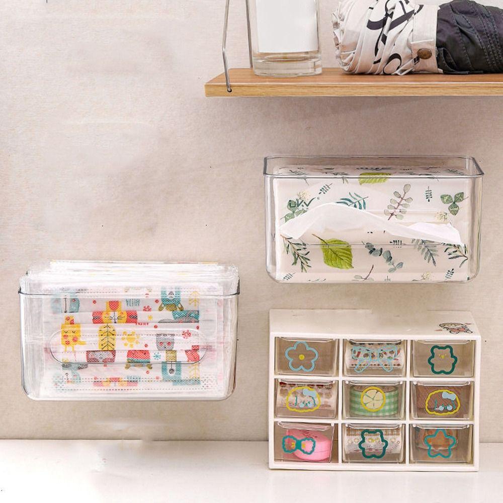Free-punching Disposable Mask Holder Plastic Tissue Box Simple Mask Box  Home