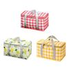 Checkered Picnic Bag Large Capacity Portable Ice Pack Bag Cold Protection Insulated Lunch Bag Waterproof for Camping Picnic