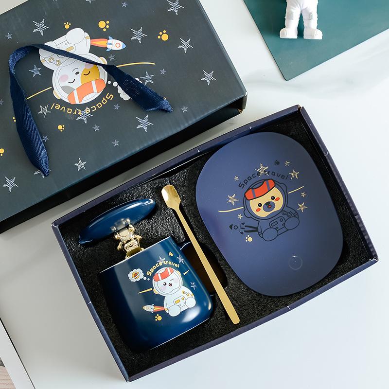 Animal Astronaut Nuannouncer Ceramic Constant Temperature Cup Gift Set Opening Event Festival Gifts