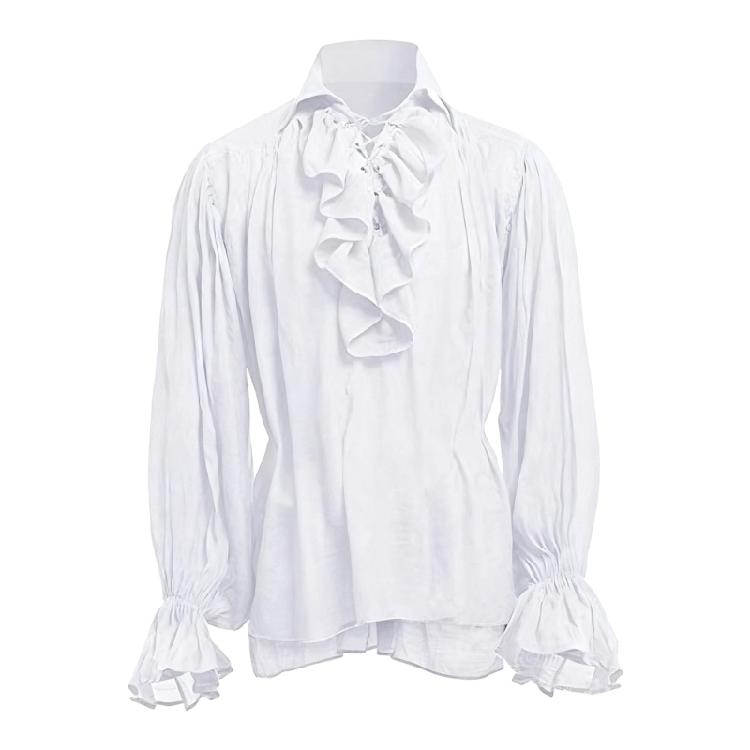 Vikingly Style Halloween Shirt Steampunks Gothic Blouse With Ruffled Sleeves Design For Men’s Costume