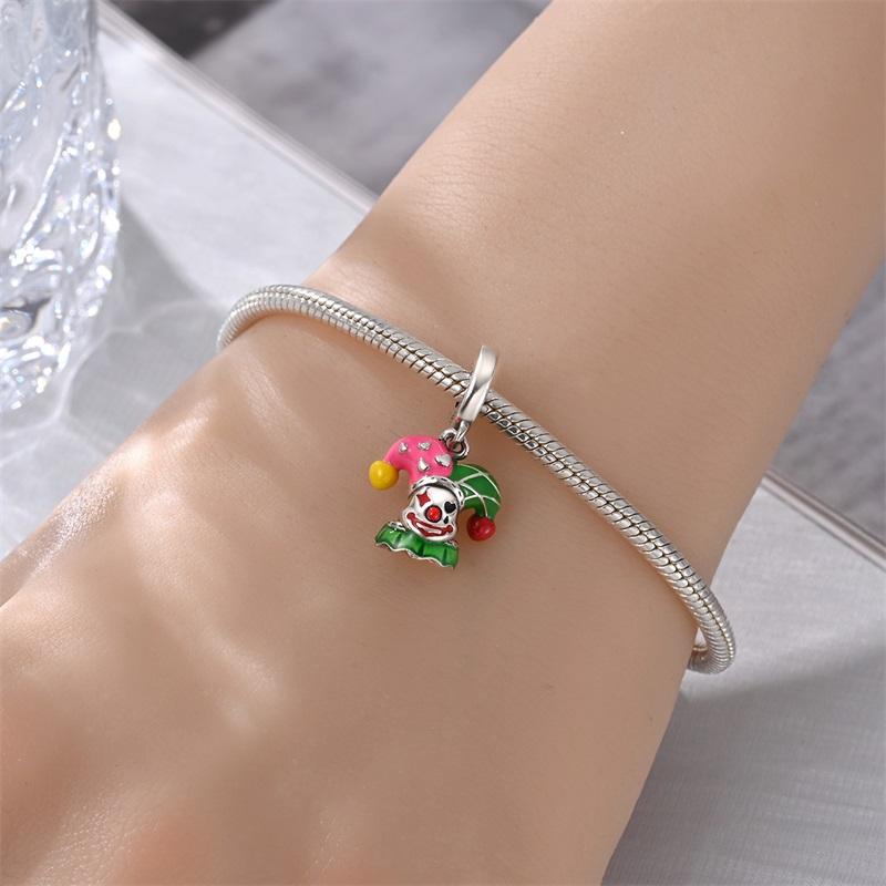 Halloween Series Copper Circus, Clowns & Tickets Triple Dangle Charm Fits 3Mm Bracelet Funny Joker Beads Jewelry