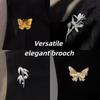French Retro Gold Butterfly Brooch Elegant Jasmine Brooch For Women Men Coats Suits Jewelry Accessories Party Gifts