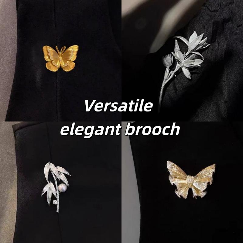 French Retro Gold Butterfly Brooch Elegant Jasmine Brooch For Women Men Coats Suits Jewelry Accessories Party Gifts