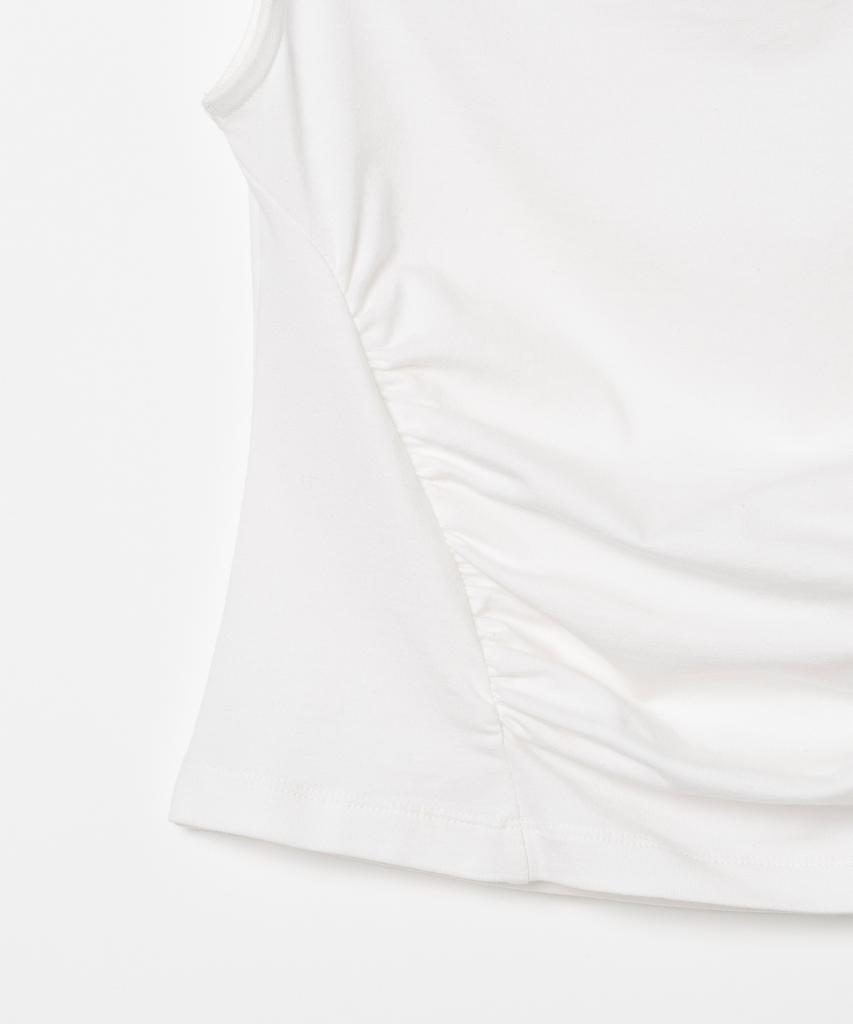 MILLO WOMEN Asymmetric Shirred Top [White]
