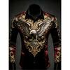 New Long Sword Black Wings Baroque 3D Printed Long Sleeve Shirt Smooth Satin Collar Men's Top Clothing