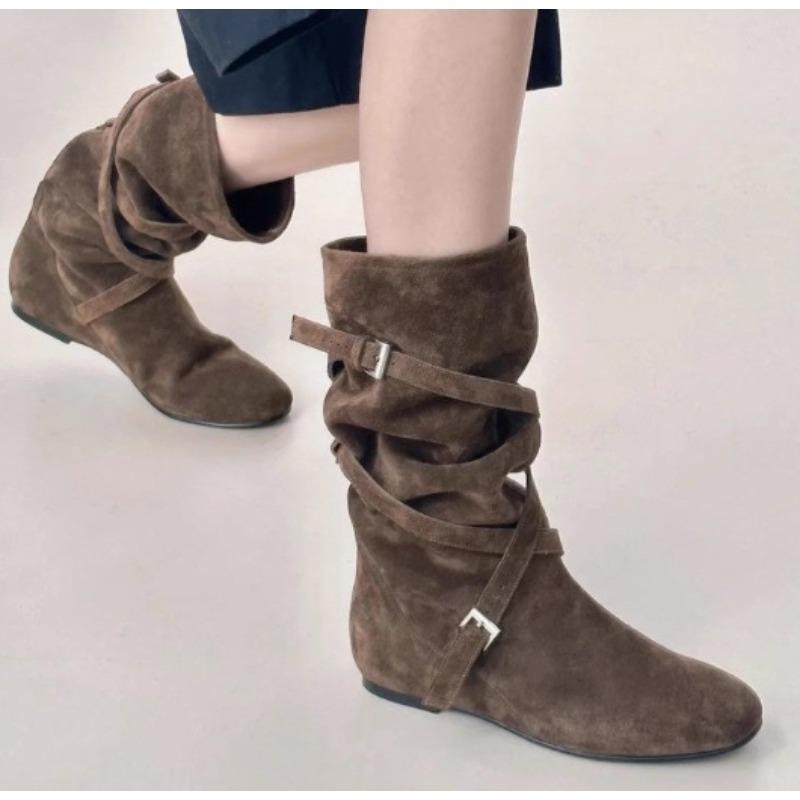 New Style Luxury Women's Fashion Pointed Cowboy Coarse Heel Stacked Boots New Style No Knee Large Barrel Giroud Women's Boots