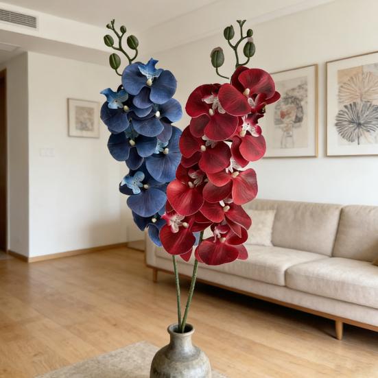 Steli di Orchidee Artificiali da 99 cm Fiori Phalaenopsis Artificiali con 9 Teste Fiorite Complete per San Valentino Ufficio Casa Festa di Matrimonio
