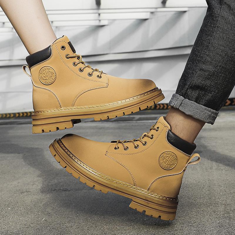All-match Men Outdoor Sport Boots Autumn Winter Fashion Work Shoes Anti-slip Wearable Walking Basic Boots Handmade Men's Shoes
