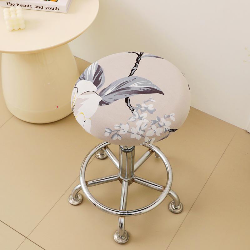Creative Printed Round Stool Cover Stretch Chair Slipcover for Home Office Decoration Soft Washable Seat Protector Chair Cover