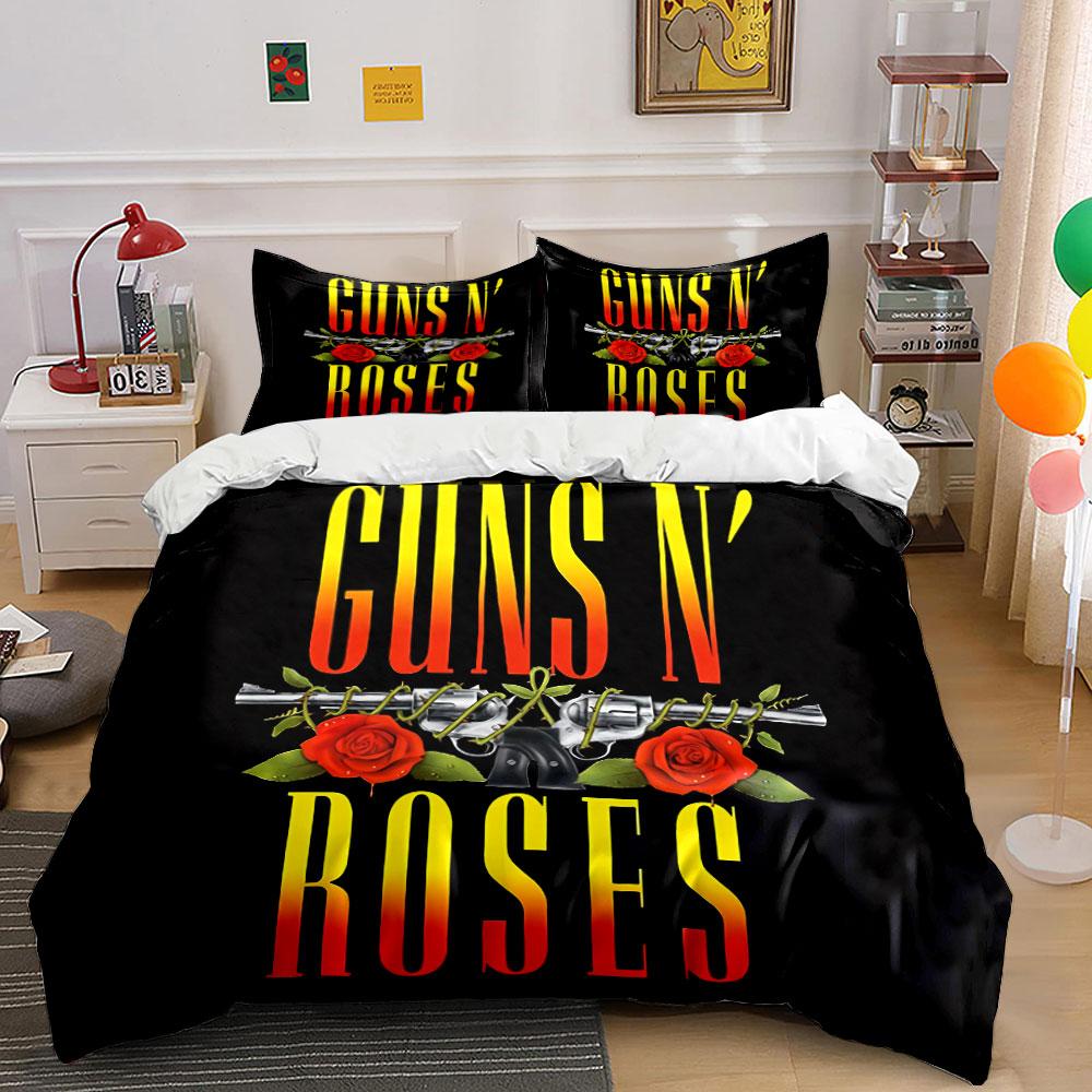 Guns N' Roses Band Logo Design Bedding Duvet Cover Set Duvet Cover Pillowcases (1*Duvet Cover 2*Pillowcases, without duvet insert)