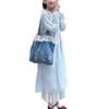 Spring and Summer New Mori Sweet Japanese Literary and Retro Sweet Lace Splicing Embroidered Shoulder Denim Handbag Bag