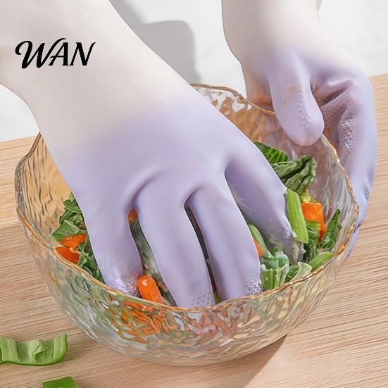 Reusable Gloves 1 Pair Household Cleaning Waterproof Anti-Slip Protective with Extended Cuffs Dishes Kitchen Anti-slip