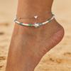 Heart Anklet Set for Women Stainless Steel Turtle Non-tarnish Waterproof Summer Beach Vacation Jewelry