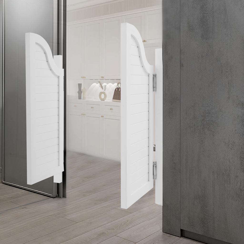 2 Pcs Pine Wood Partition Door,80*90cm White/Black/Log Color Swing Solid Wood Door Thickness 35mm for Cafes,Bars