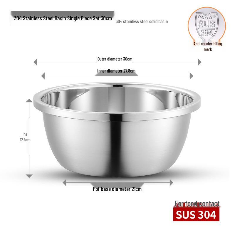 304 Stainless Steel Multi-Purpose Kitchen Basin for Soup, Dough, Vegetables, and Rice