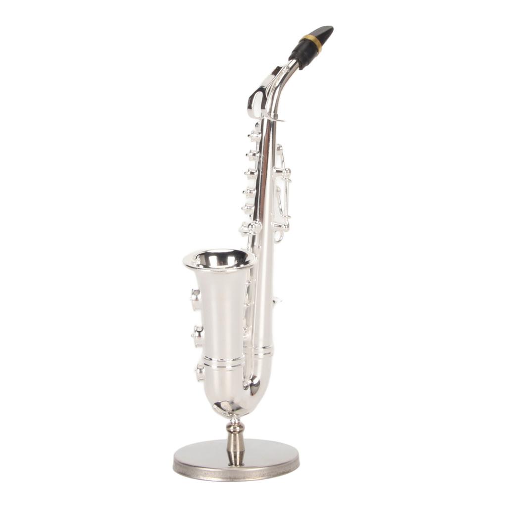 Miniature Saxophone with Stand and Case Mini Musical Instrument Miniature Dollhouse Model for Home Decoration Gift