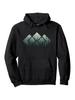 Vintage Forest Hoodie - Black with Teal Green Tree Print - All-Season Casual Pullover Sweatshirt
