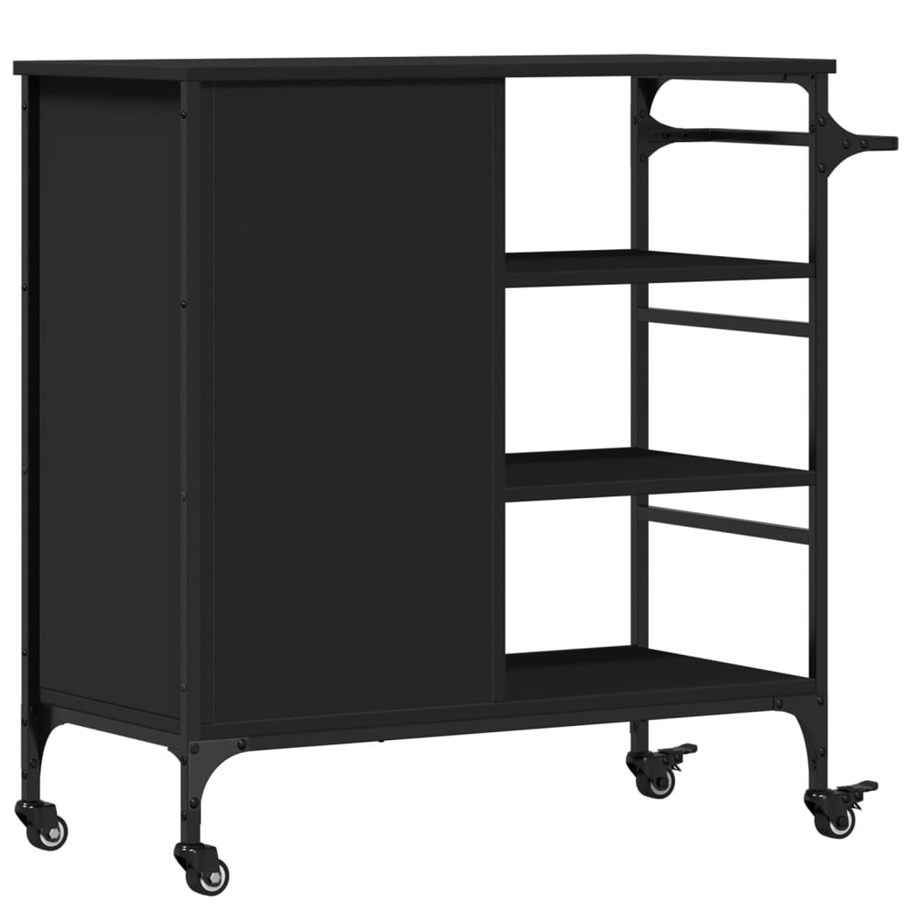 Kitchen Trolley Black 87.5 x 38.5 x 84.5 cm Engineered Wood