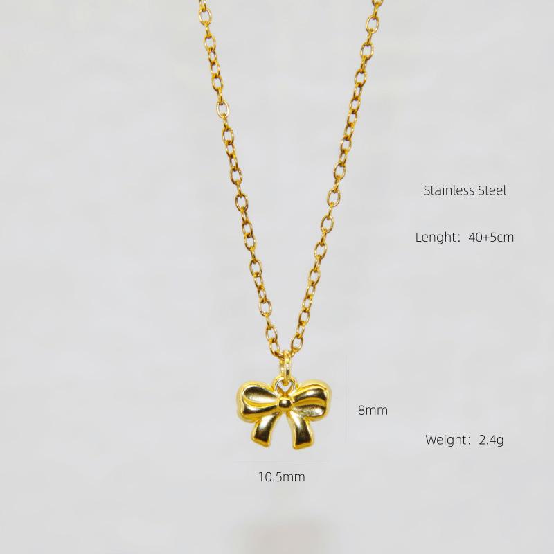 Elegant Bow Necklace: Women's Classic Stainless Steel Clavicle Chain