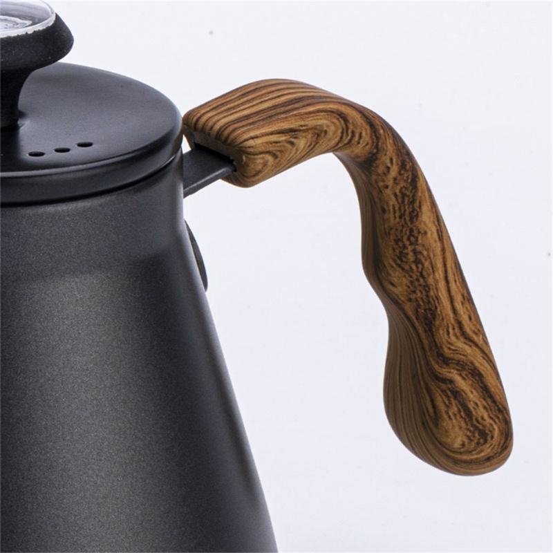 Edelstahl Schwanenhalskessel 1,2L mit Thermometer und Hitzebeständigem Griff für Präzision beim Kaffeeaufgießen
