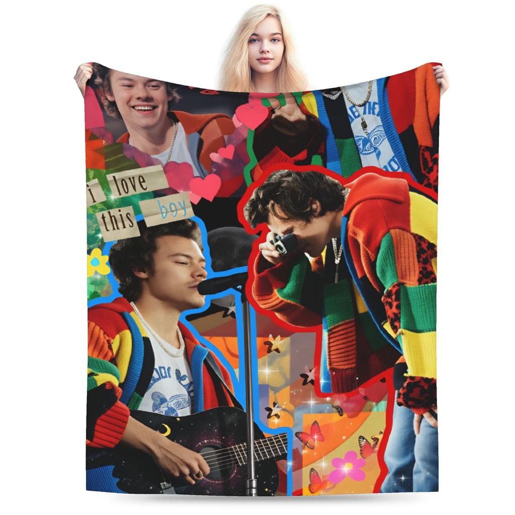 H-Harry Styles Warm Soft Blanket Girls Boys Plush Throw Blanket Graphic Living Room Flannel Bedspread Sofa Bed Cover