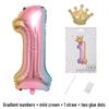 32-Inch Gradient Crown Number Foil Balloon for Children's Birthday Party Decorations