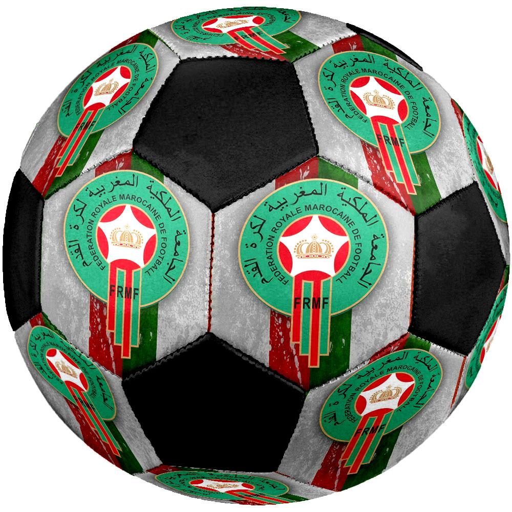 Morocco National Football Logo Size 5 Soccer Ball, Machine-Stitched PVC, Durable & High Bounce, All Ages Fit, Fan Merchandise, Matches & Outdoor Use.