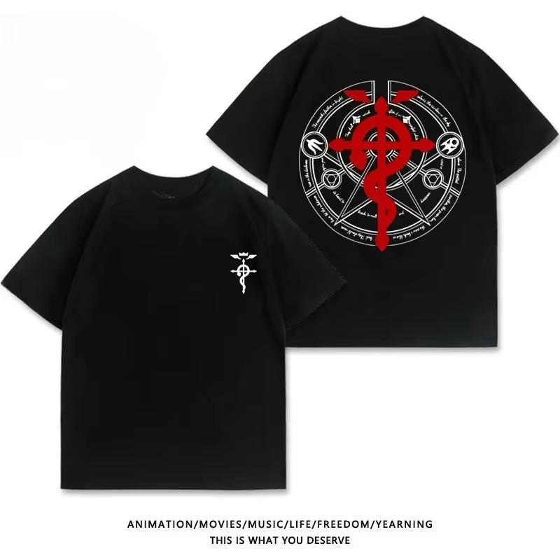 Men's Casual Comfortable Cotton T-Shirt Fantasy Alchemy Magic Circle Graphic Print Tee Summer Short Sleeve Streetwear Harajuku Hip-Hop Unisex