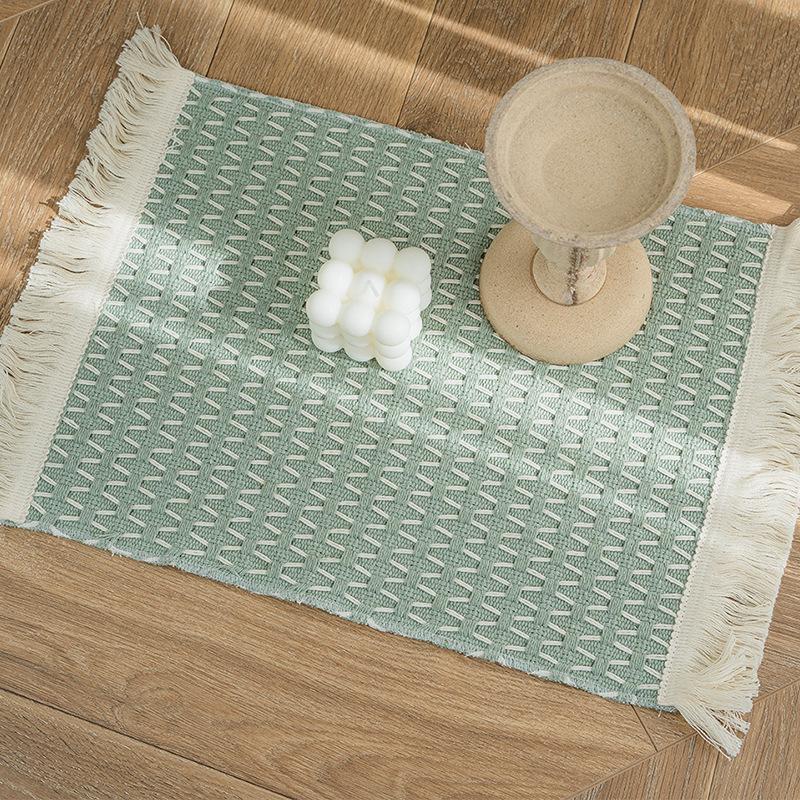 New Chinese Style Cotton-Linen Woven Placemat Coaster & Heat-Resistant Dining Table Mat for Kindergarten.