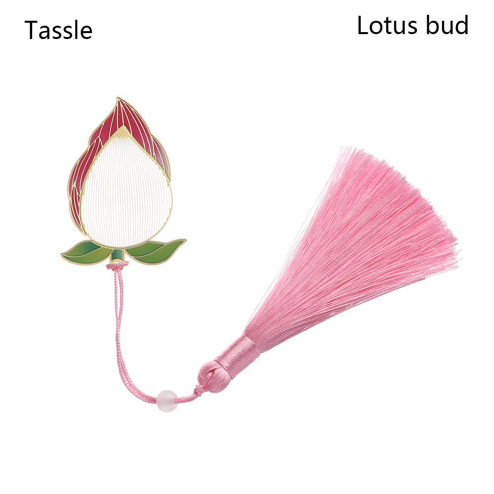 Leaf Stationery Chinese Style Tassel Metal Hollow Pagination Mark Brass Bookmark Painted Book Clip