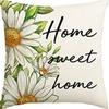 Year Daisy Flower Linen Pillow Case Home Decor Hydrangea Sofa Pillow Cushion