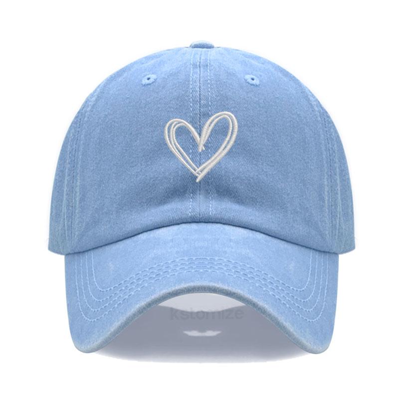 Unisex Soft Cotton Dad Hat Heart Embroidery Baseball Cap For Women Men Adjustable Unisex Casual Sports Caps