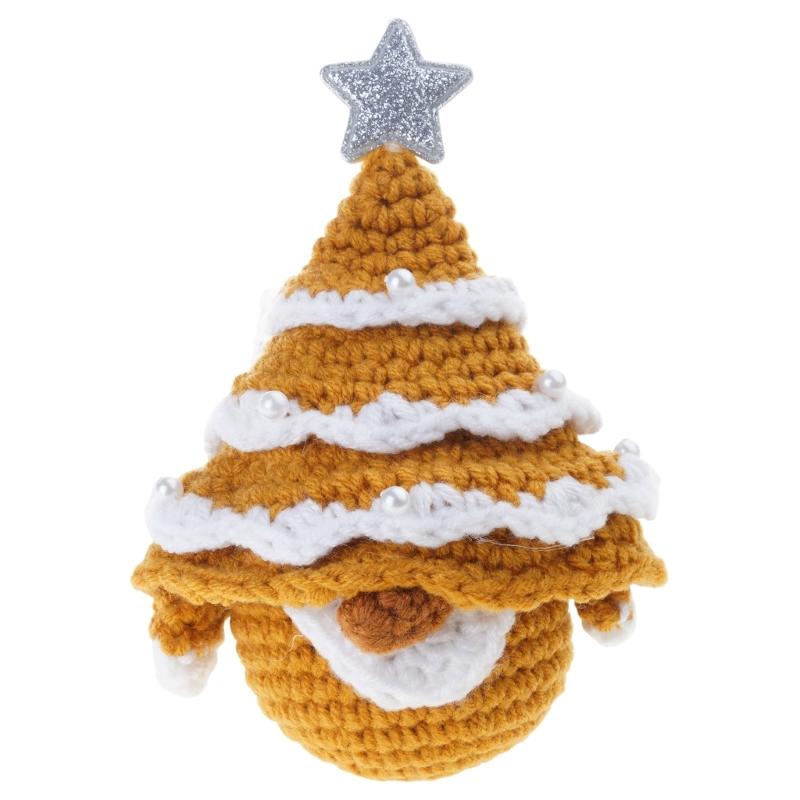 Crochet Christmas Tree Gnomes Set Soft Cotton Yarns Handmade for Festival Home Decoration Holiday Ornament