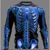 Halloween Mens Metallic Skeleton 3D Printed Tshirt Men Women Fashion O-Neck Long Sleeve T-shirt Exaggerated Casual Tops Tees New