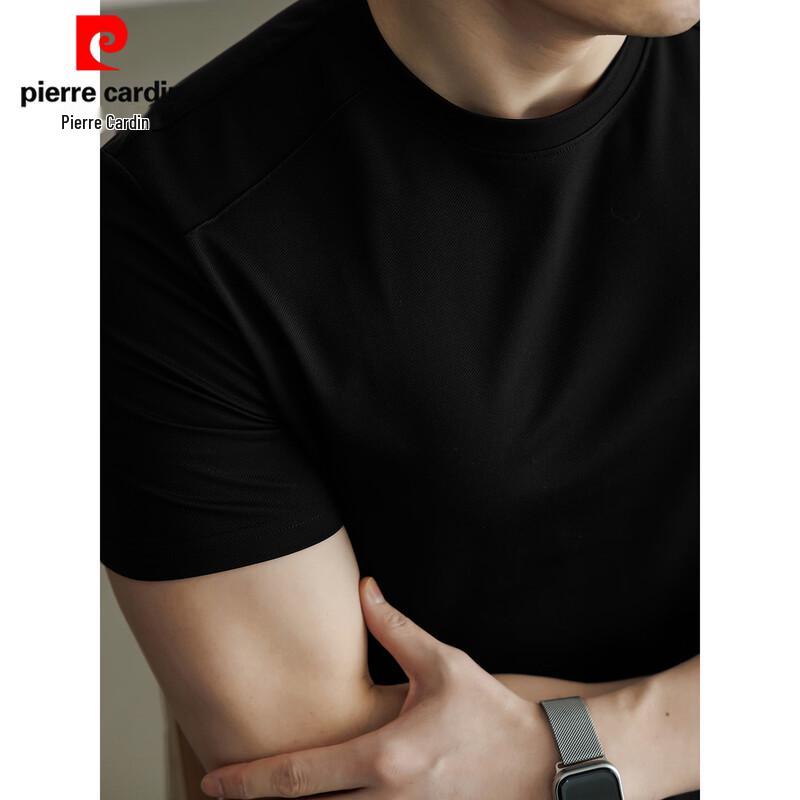 Pierre Cardin Men's Round Neck Linen Silk Blend Short Sleeve T-Shirt