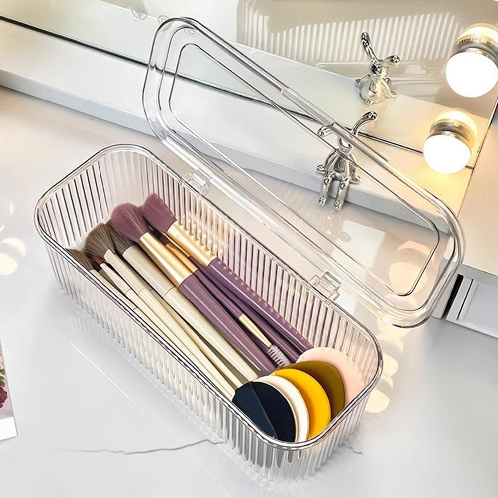 Makeup Brush Storage Cosmetics Storage Box Multifunctional Cosmetic Egg Holder Box with Dustproof Lid -Makeup Brush Lipstick