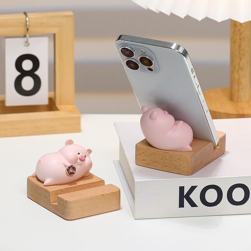 Mobile Phone Stand - Zhenan Zhenan, a Cute Resin Figurine for Home, Living Room, Tabletop Decoration. A Cute Pig-shaped Toy for Luxury Display.