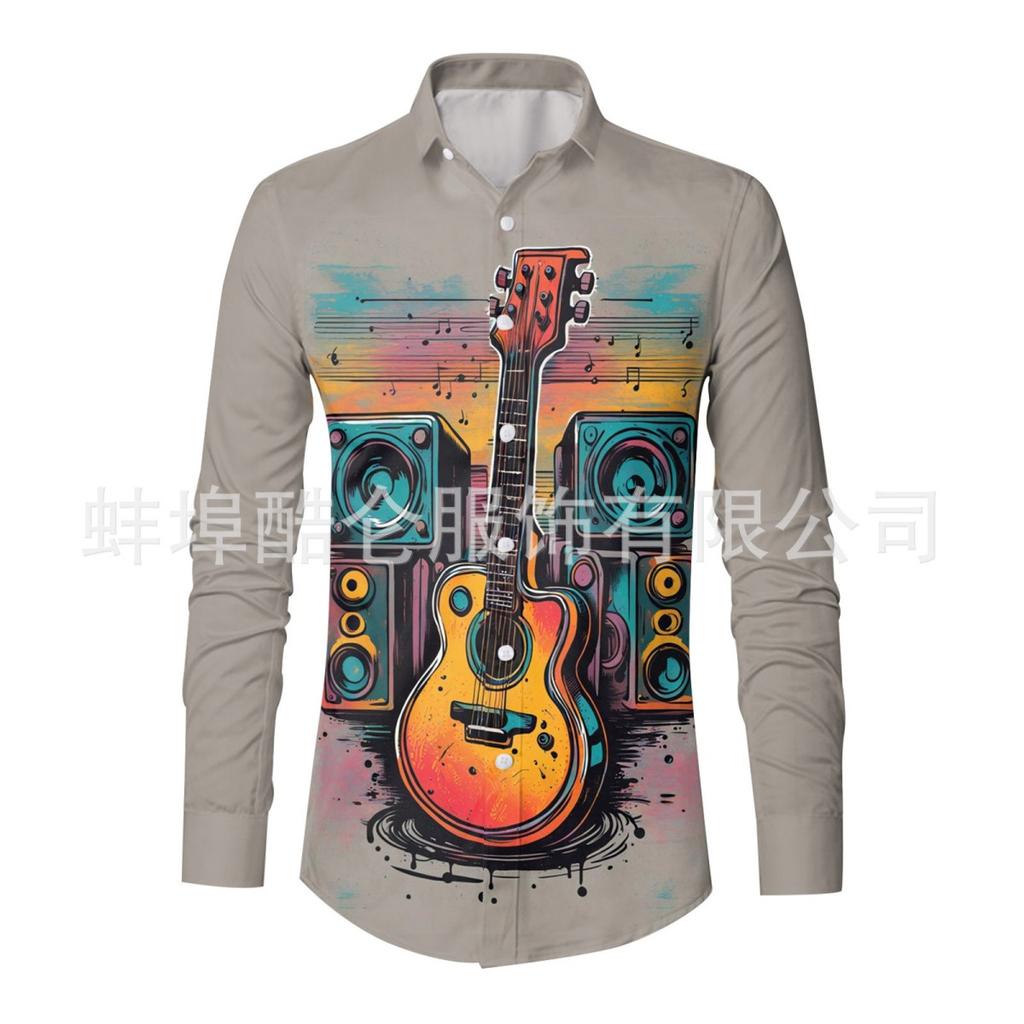 Men's Long Sleeve Floral Print Shirt, Casual Button-Down for Daily Wear