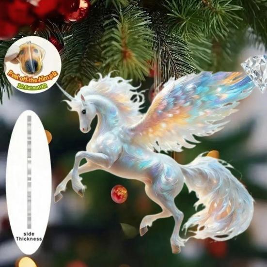 Horse Pendant 2D Acrylic Realistic Horse Decoration Christmas Ornament with Hanging Loop Equestrian Lovers Holiday Decor