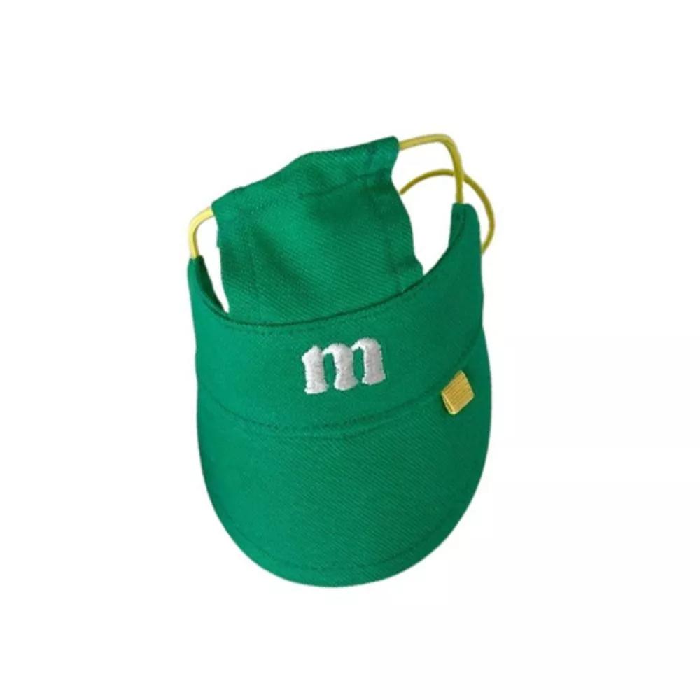 1 Piece Summer M-Shaped Embroider Three-Color Sun Hat for Dogs, Pet Cats, Pets, Elastic Pig Nose Buckle Adjustment Hat