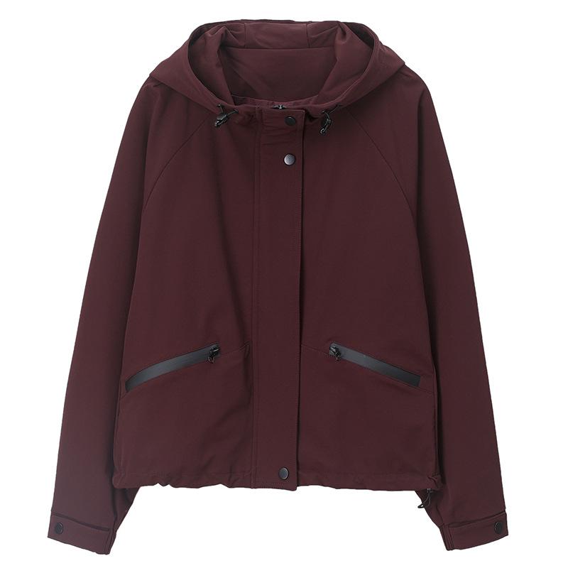 Women's Casual Hooded Jacket - 2024 Spring/Autumn Fashion, Loose Slim Fit, Petite Mom Style, Short Pure Cotton Top