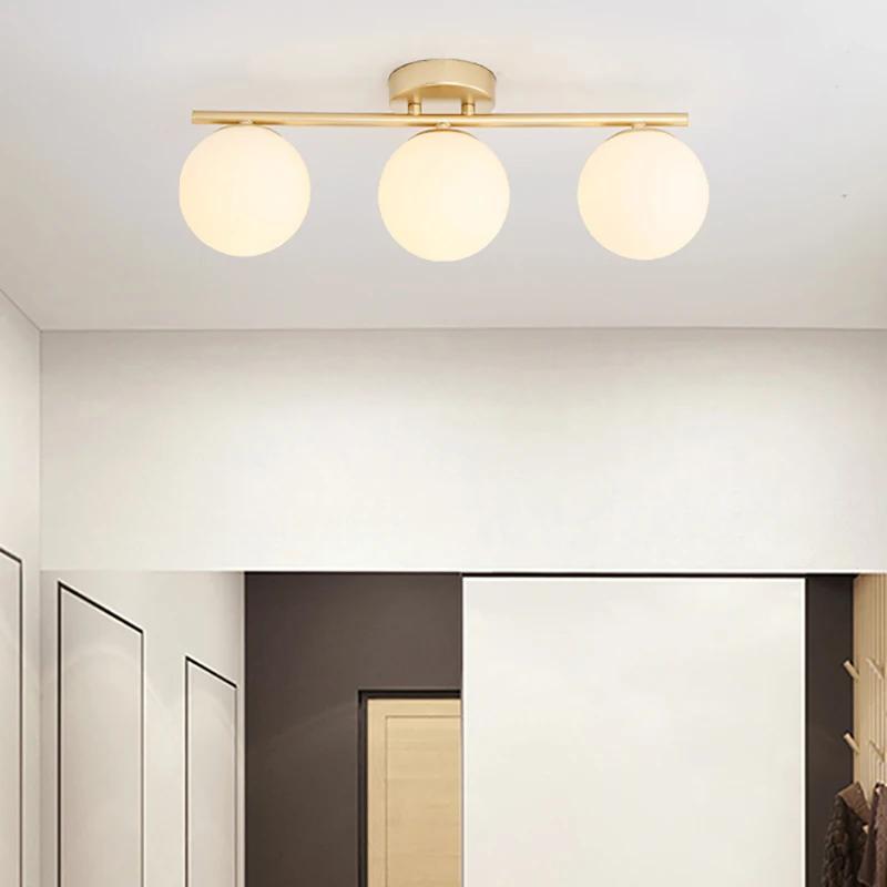 LED Nordic ceiling light iron Glass lamp corridor aisle simple modern creative personality gold entrance cloakroom balcony light