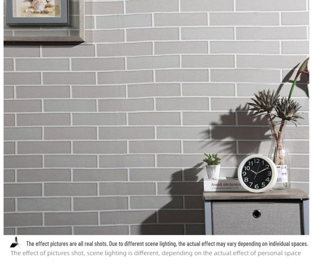 Black Retro Brick Wallpaper: Self-Adhesive, Waterproof, Moisture-Proof, Antique Tile Wall Sticker